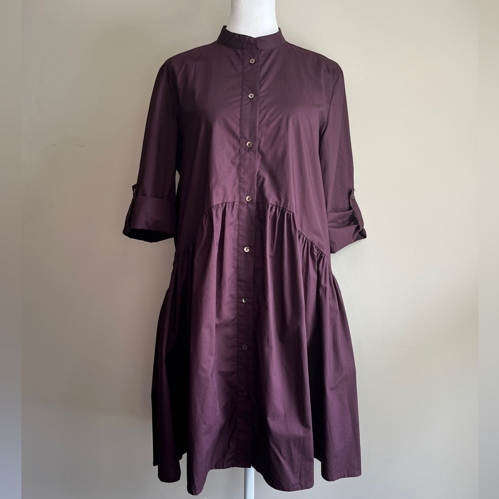 Zara Women’s Small Rich Burgundy Top / Dress Drop waist/ Zara's "Poplin Dress"